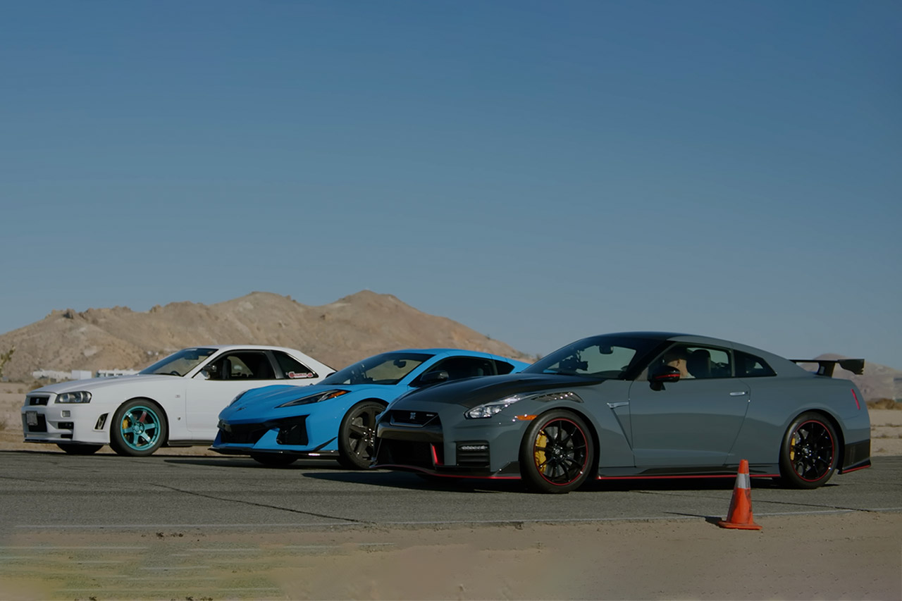 Corvette Z06 vs Nissan GT-R NISMO R34 Drag Racing