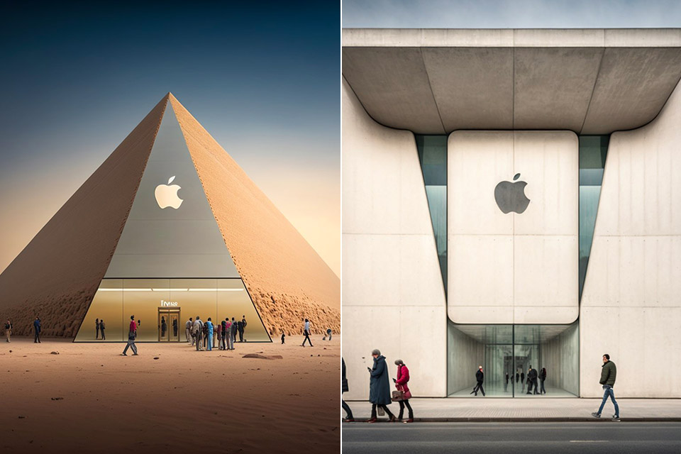 Midjourney AI Apple Store Architectural Styles