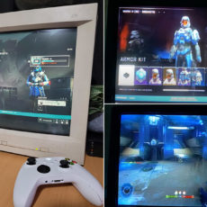 Playing Halo Infinite CRT Monitor TV Xbox