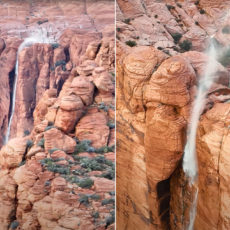 Reverse Waterfall Utah Drone