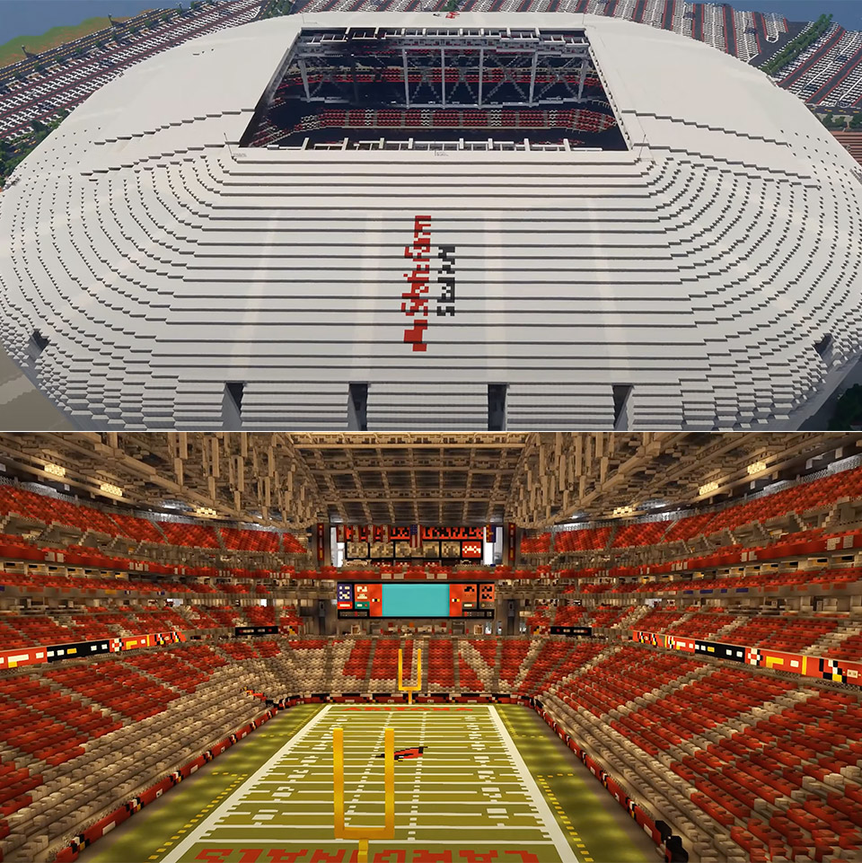 State Farm Stadium Recreated Minecraft Super Bowl 2023