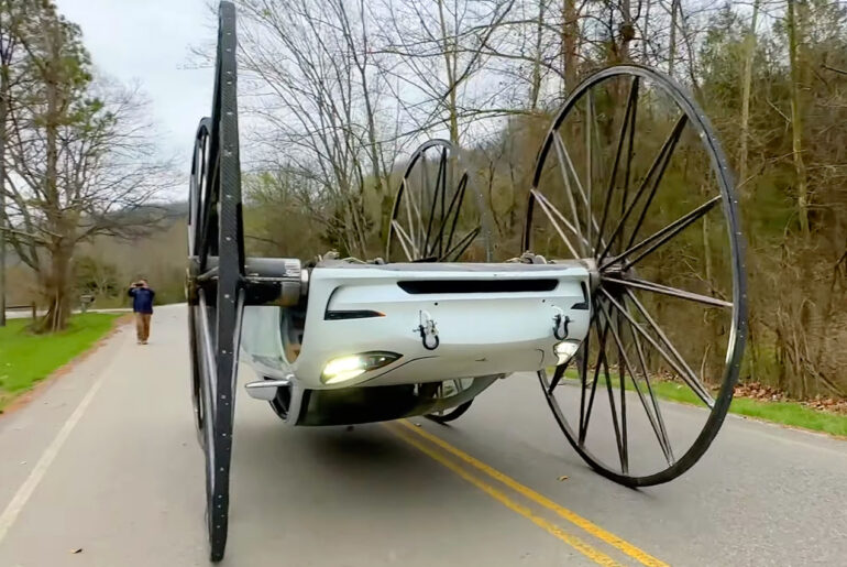 10-Foot-Tall Wheels Tesla Model 3 Mod