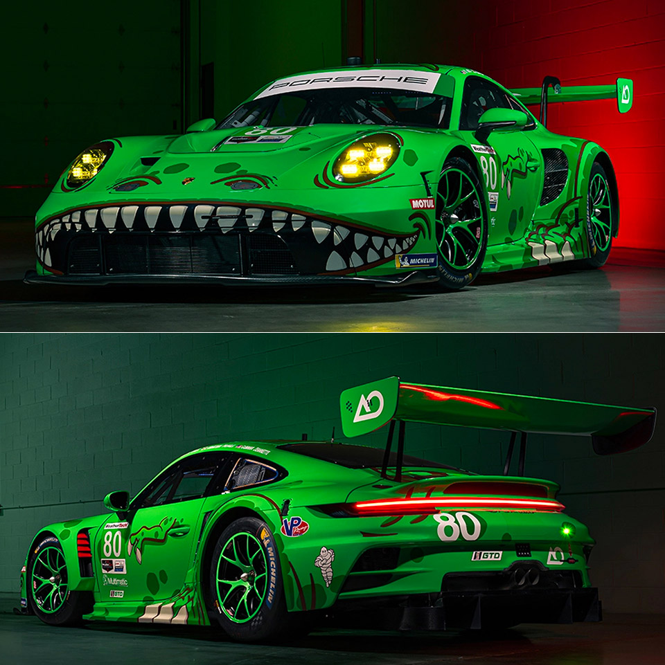 AO Racing Sebring Porsche 911 GT3 Rawr Livery T-Rex