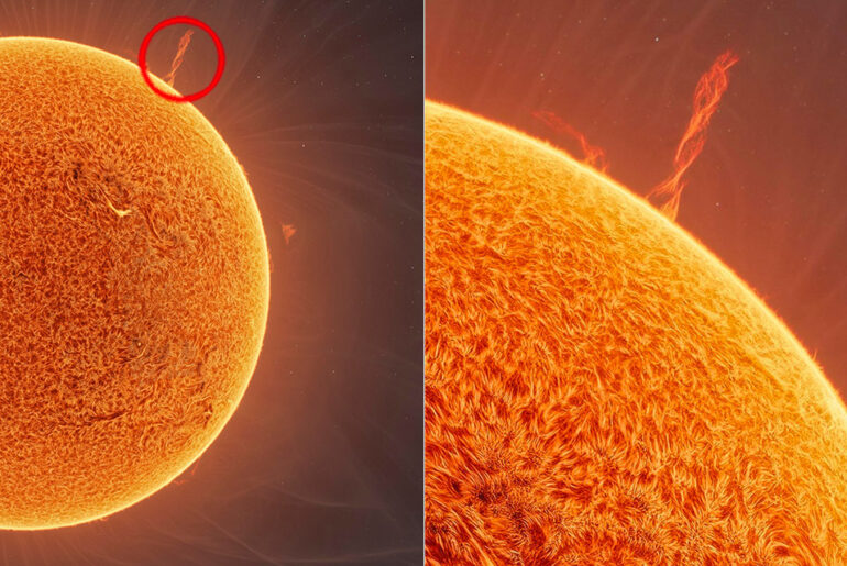 Astrophotographer Captures Solar Tornado on the Sun That Stands Over 14