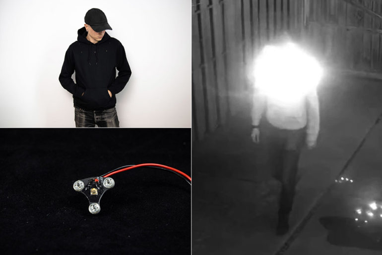 Camera-Shy Hoodie IR LEDs Blind Surveillance Camera