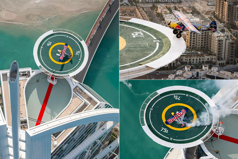Luke Czepiela Red Bull Plane Land Burj Al Arab Helipad