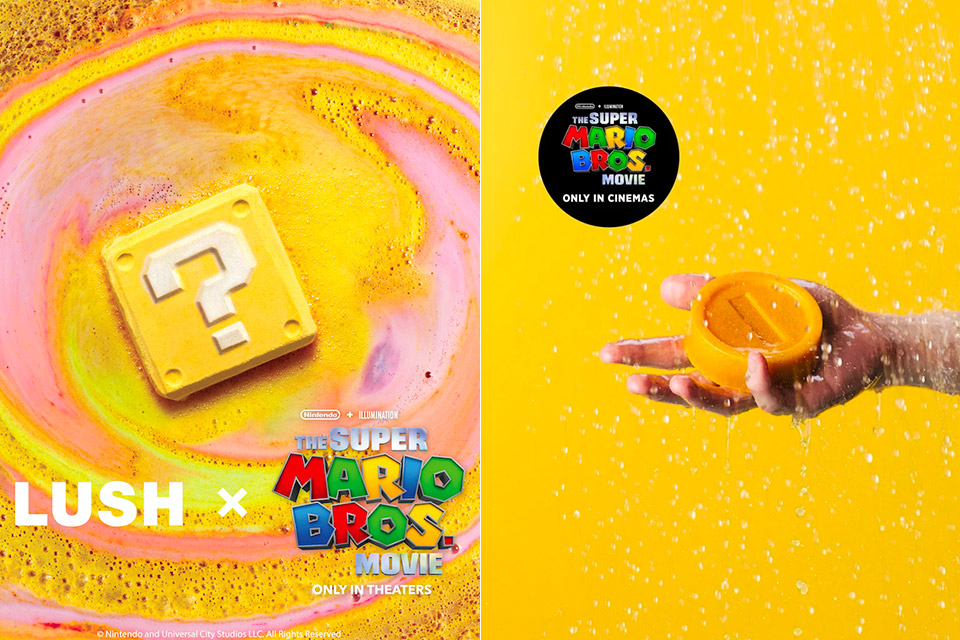 Lush x Super Mario Bros. Movie Gold Coin Soap Question Block Bath Bomb