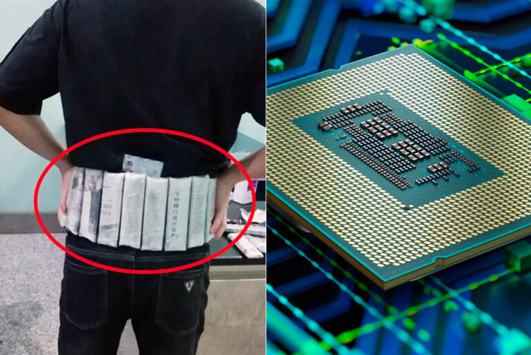 Man Smuggle 239 Intel CPU China