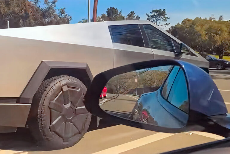 Tesla Cybertruck Prototype Spotted Four Wheel Steering