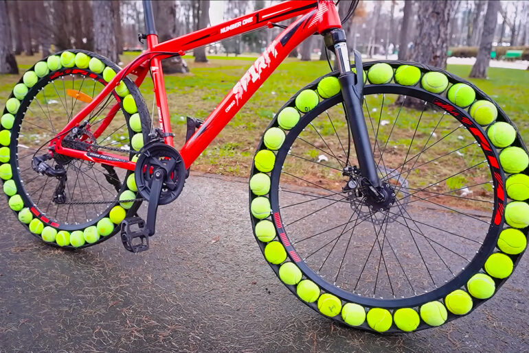 Bicycle Tires Made from Tennis Balls