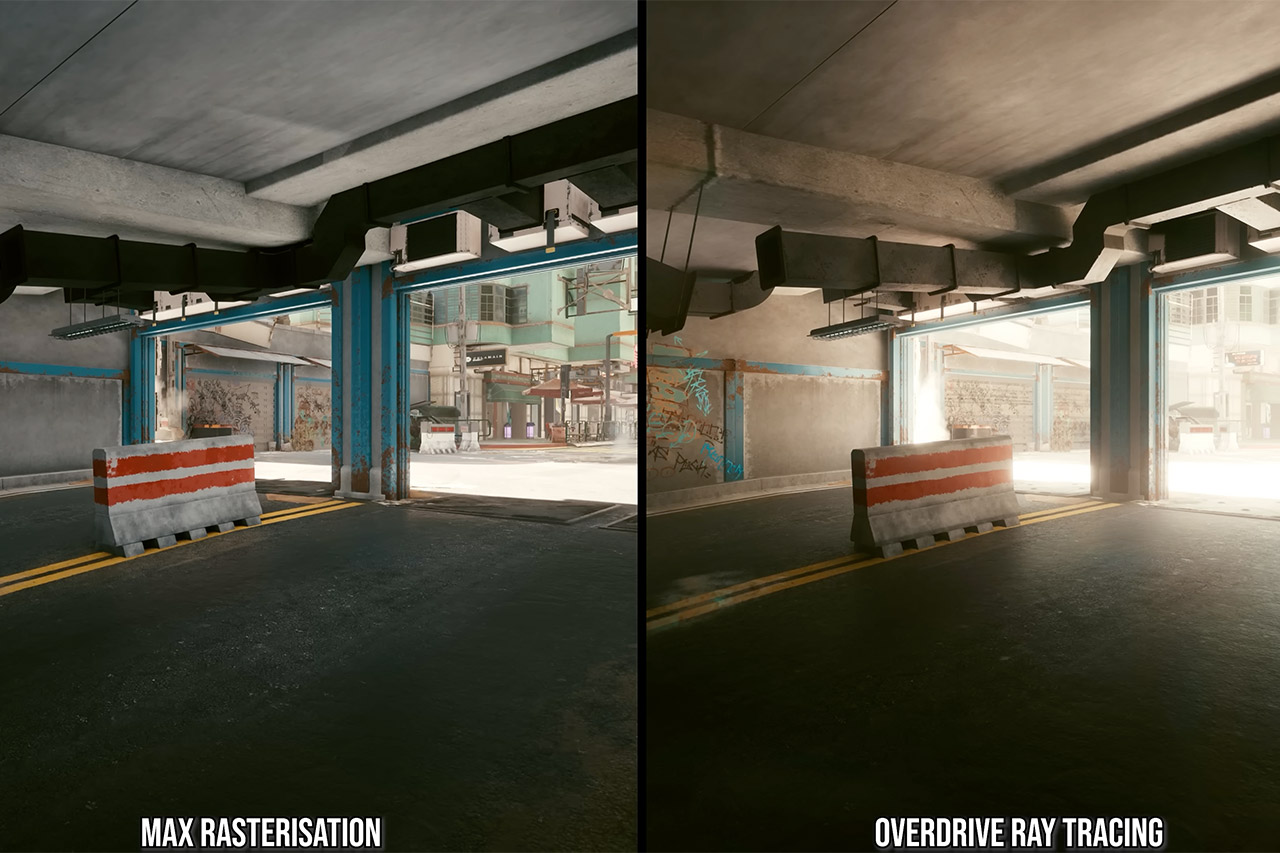 Cyberpunk 2077 Ray Tracing: Overdrive Mode Technology Preview Rasterization  vs. Full Ray Tracing Comparison #004