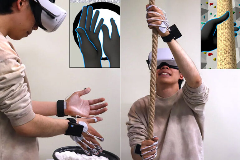 Full-Hand, Electro-Tactile Feedback VR Gloves