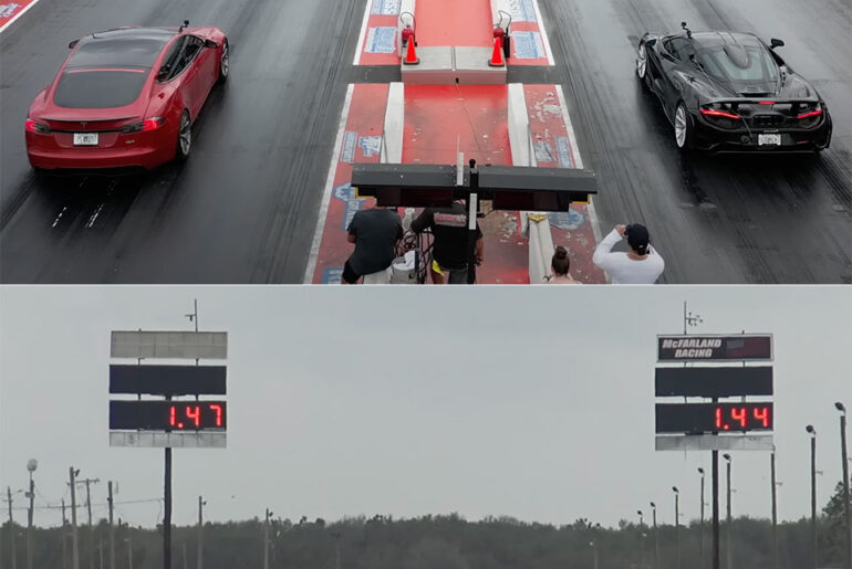 Tesla Model S Plaid vs McLaren 765LT Drag Racing