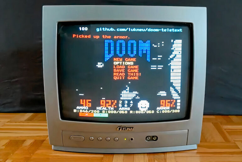 Playing DOOM Teletext Old TV